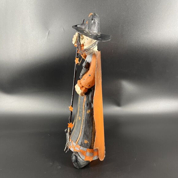 Halloween Decorative Scary Resin & Metal Witch Figurine Folk Art Rustic - Picture 6 of 15